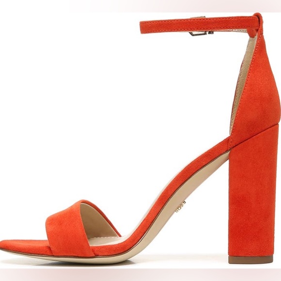 NWOB $130 Sam Edelman Yaro Suede Sandal Red/Orange - Picture 7 of 9